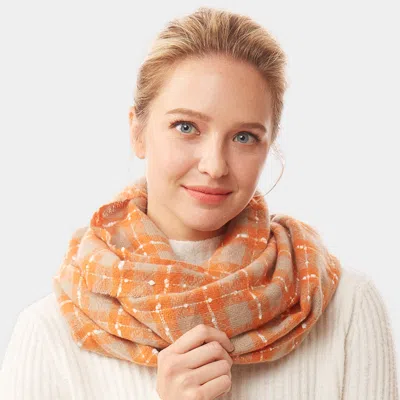 Truedames Plaid Check Infinity Super Soft Scarf In Orange