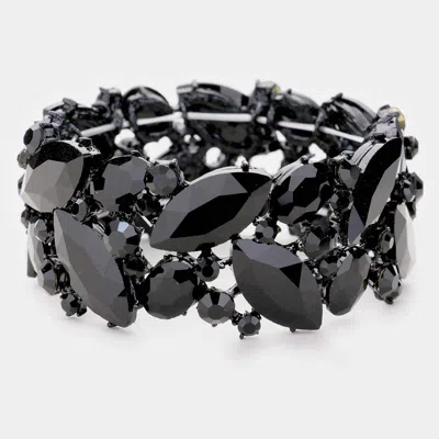 Fashnzfab Marquise Crystal Stretch Evening Bracelet Black, Jet Black In Black