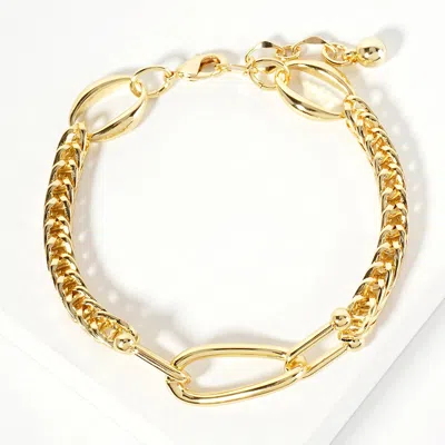 Fashnzfab Gold Dipped Chunky Oval Link Pointed Chain Bracelet Gold In Green