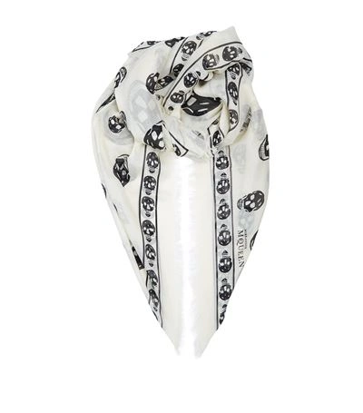 Shop Alexander Mcqueen Fringed Skull Scarf