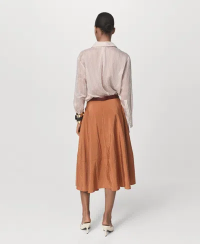 Mango Midi Satin Skirt Caramel In Brown