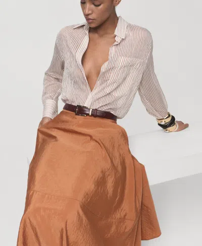 Mango Midi Satin Skirt Caramel In Brown