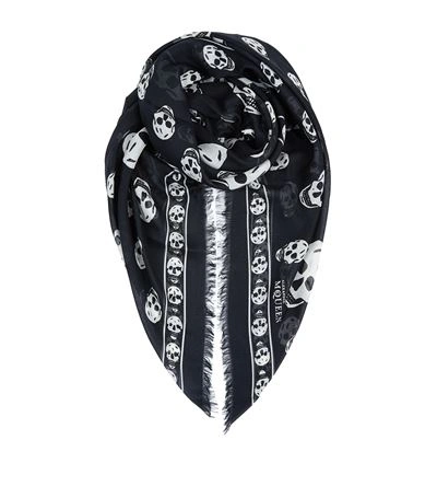 Shop Alexander Mcqueen Fringed Skull Scarf