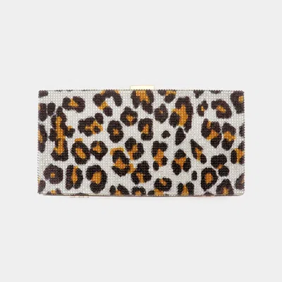 Fashnzfab Leopard Patterned Bling Rectangle Evening Tote / Clutch / Crossbody Bag In Multi