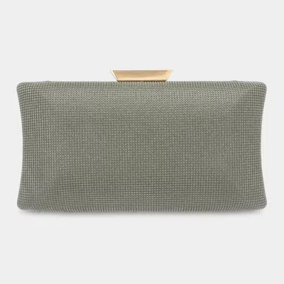 Fashnzfab Glittered Rectangle Evening Clutch / Crossbody Bag In Gray