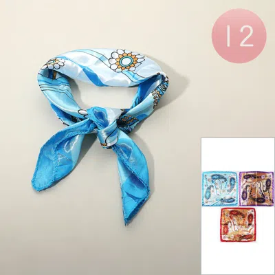 Truedames 12pcs - Paisley Patterned Square Silk Feel Scarves In Multi