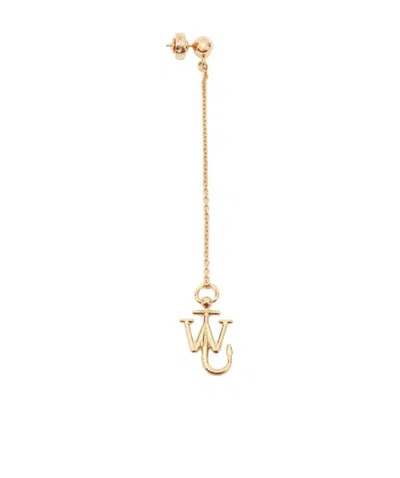 Jw Anderson Asymmetric Drop Chain Anchor Earrings In Gold