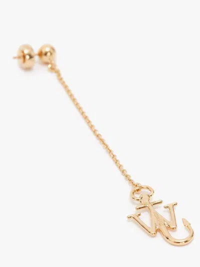 Jw Anderson Asymmetric Drop Chain Anchor Earrings In Gold