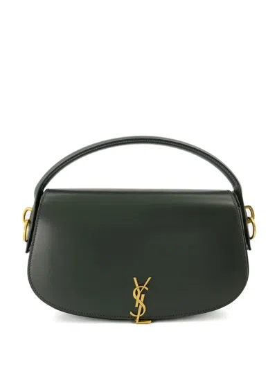 Saint Laurent Voltaire In Box Curved-handle Leather Shoulder Bag In Green