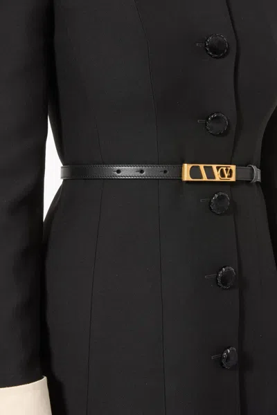 Valentino Garavani Vlogo Signature Belt In Shiny Calfskin 15 Mm Woman Black 100 In Black