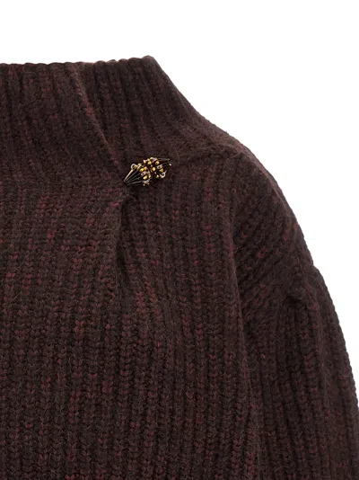Dries Van Noten Women Oversized Sweater In Wool And Alpaca In Brown