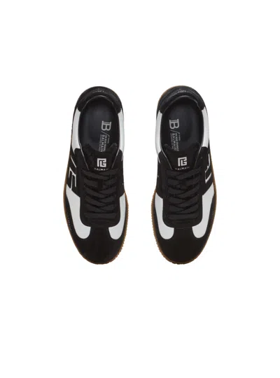 Balmain Swan Sneakers In Calfskin And Suede In Multi