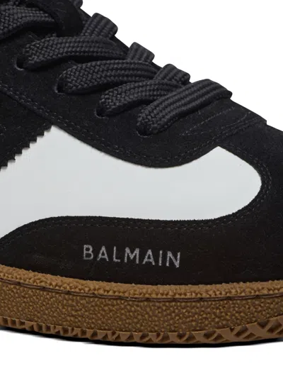 Balmain Swan Sneakers In Calfskin And Suede In Multi
