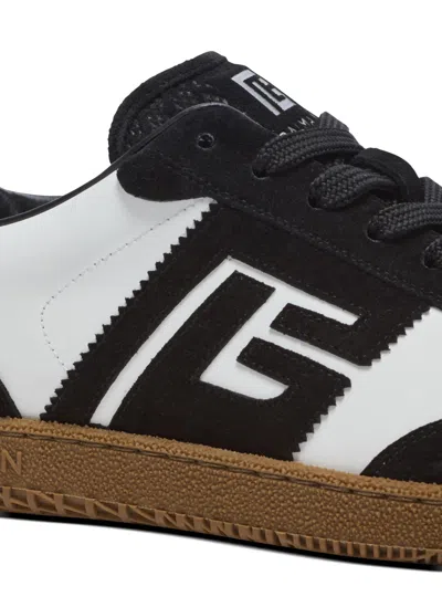 Balmain Swan Sneakers In Calfskin And Suede In Multi