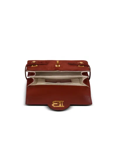 Balmain B-buzz Shoulder 24-suede Leather In Red