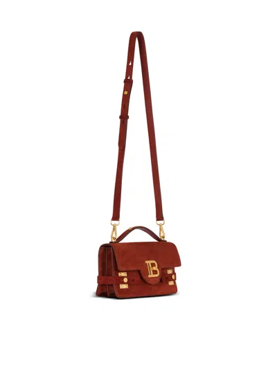 Balmain B-buzz Shoulder 24-suede Leather In Red