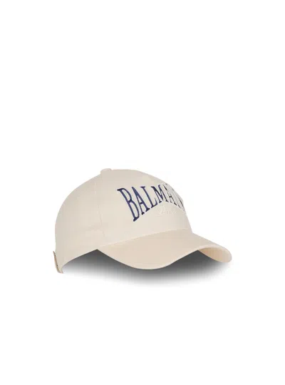 Balmain Embroidered-logo Baseball Cap In Gray