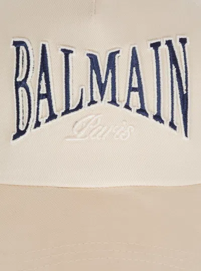 Balmain Embroidered-logo Baseball Cap In Gray