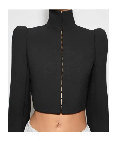 Alaïa High-neck Leather Jacket In Black