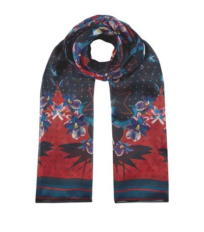 Givenchy Floral Star Print Silk Scarf In Multi