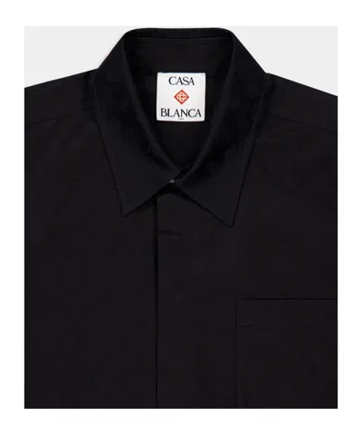 Casablanca Short Sleeve Poplin Shirt With Chest Pocket In Black