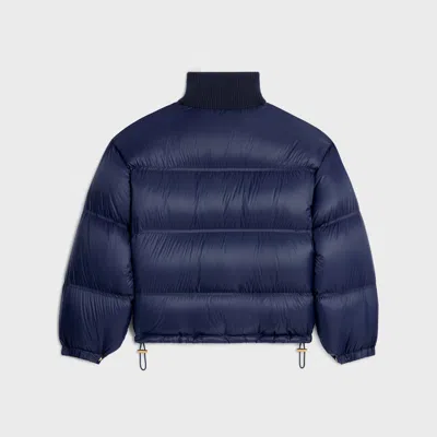 Celine Women Light Soft Down Jacket With Triomphe Patch In Blue
