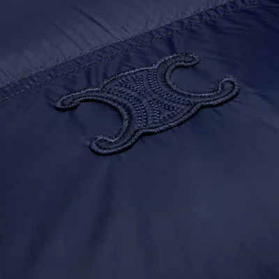 Celine Women Light Soft Down Jacket With Triomphe Patch In Blue