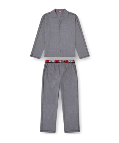 Diesel Paul Checked Pyjama Set In Gray