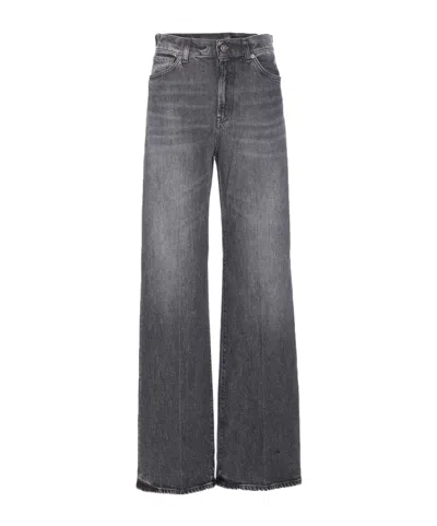 Dondup Wide-leg Trousers With Pockets And Loops In Gray