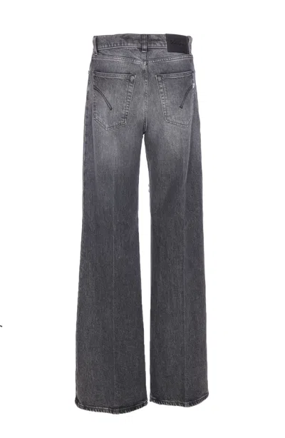 Dondup Wide-leg Trousers With Pockets And Loops In Gray