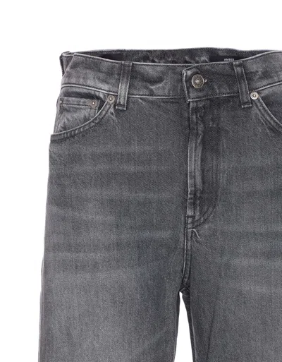 Dondup Wide-leg Trousers With Pockets And Loops In Gray