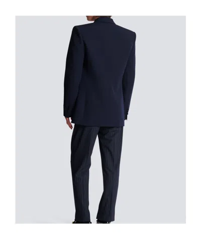 Balmain Wool Crystal-embellished Emblem Blazer In Blue