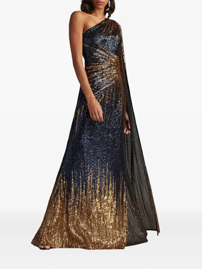Tadashi Shoji Marseille Sequinned One-shoulder Dress In Black