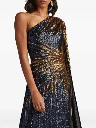Tadashi Shoji Marseille Sequinned One-shoulder Dress In Black