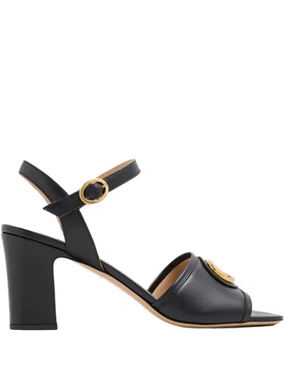 Valentino Garavani Vlogo 75 Embellished Leather Sandals In Black
