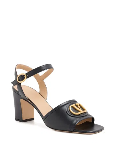 Valentino Garavani Vlogo 75 Embellished Leather Sandals In Black