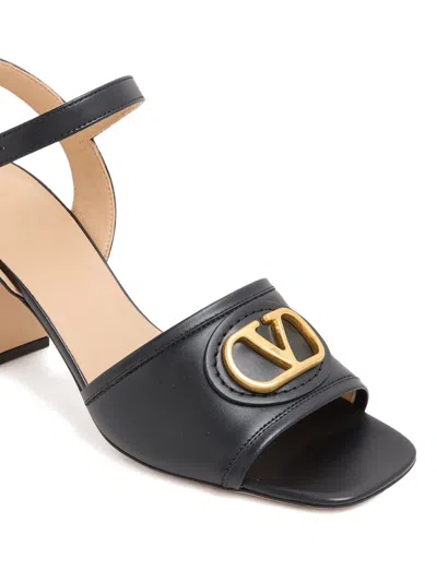 Valentino Garavani Vlogo 75 Embellished Leather Sandals In Black