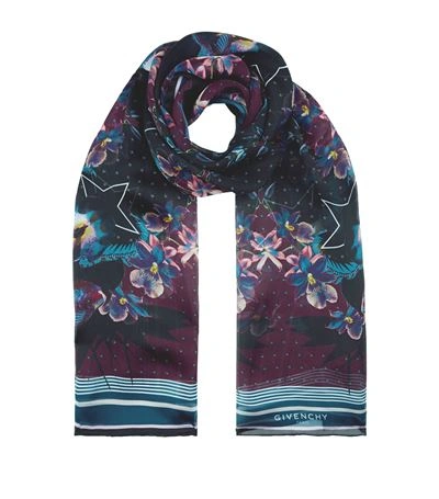 Givenchy Floral Star Print Silk Scarf In Multi