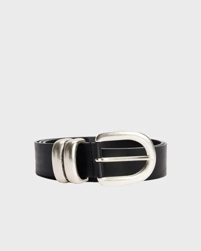 By Malene Birger Zoira Silver-tone Buckle Belt In Black