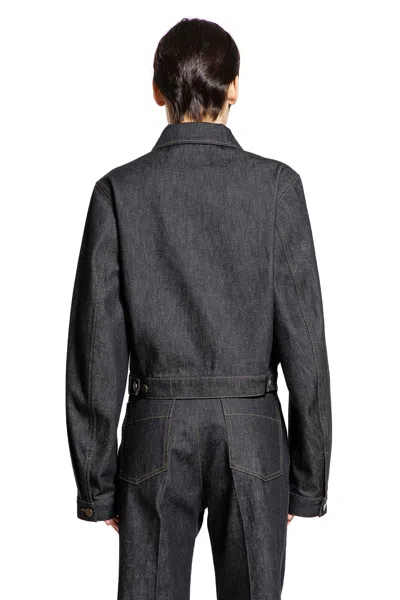 Lemaire Navy Cropped Blouson Denim Jacket In Black