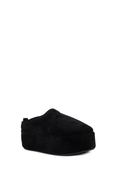 Balenciaga Suede Mules With Rounded Toe And Elevated Platform Sole In Black