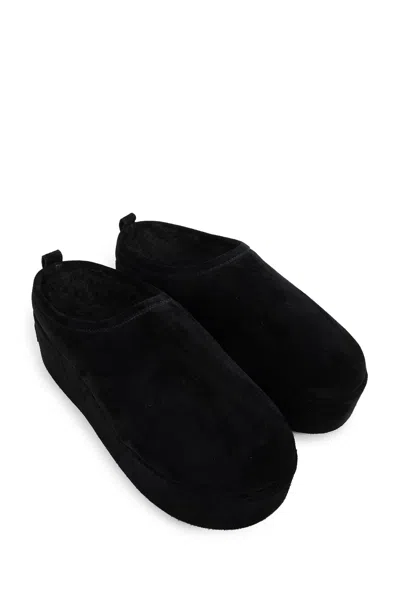 Balenciaga Suede Mules With Rounded Toe And Elevated Platform Sole In Black