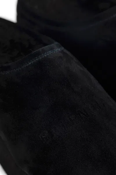 Balenciaga Suede Mules With Rounded Toe And Elevated Platform Sole In Black