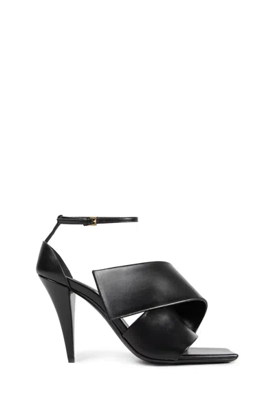 Givenchy Sliced Square Heeled Sandals In Leather In Black