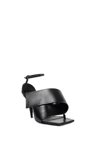 Givenchy Sliced Square Heeled Sandals In Leather In Black