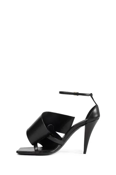 Givenchy Sliced Square Heeled Sandals In Leather In Black