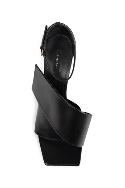 Givenchy Sliced Square Heeled Sandals In Leather In Black