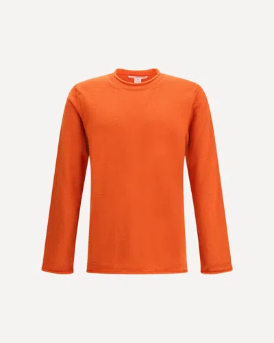 Comme Des Garçons Shirt Round Neckline Sweater In Wool In Orange