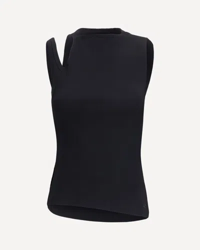 Courrèges Asymmetric Ribbed Sleeveless Top In Black