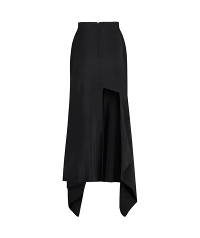 Mugler Gabardine Midi Skirt With Cut-out Details In Black